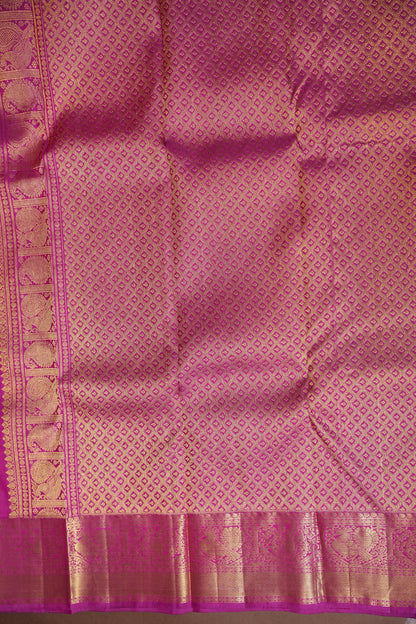 Peacock Blue & Purple Pure Kanchipuram Silk Saree|Silk Mark Certified