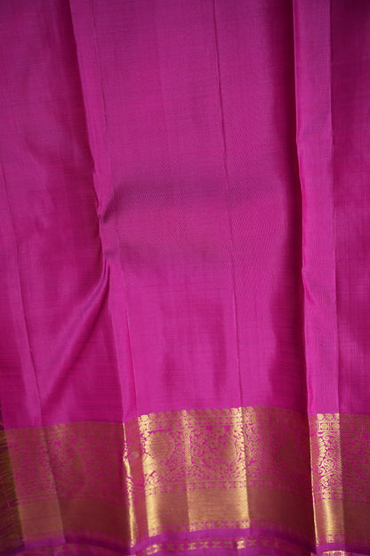 Peacock Blue & Purple Pure Kanchipuram Silk Saree|Silk Mark Certified