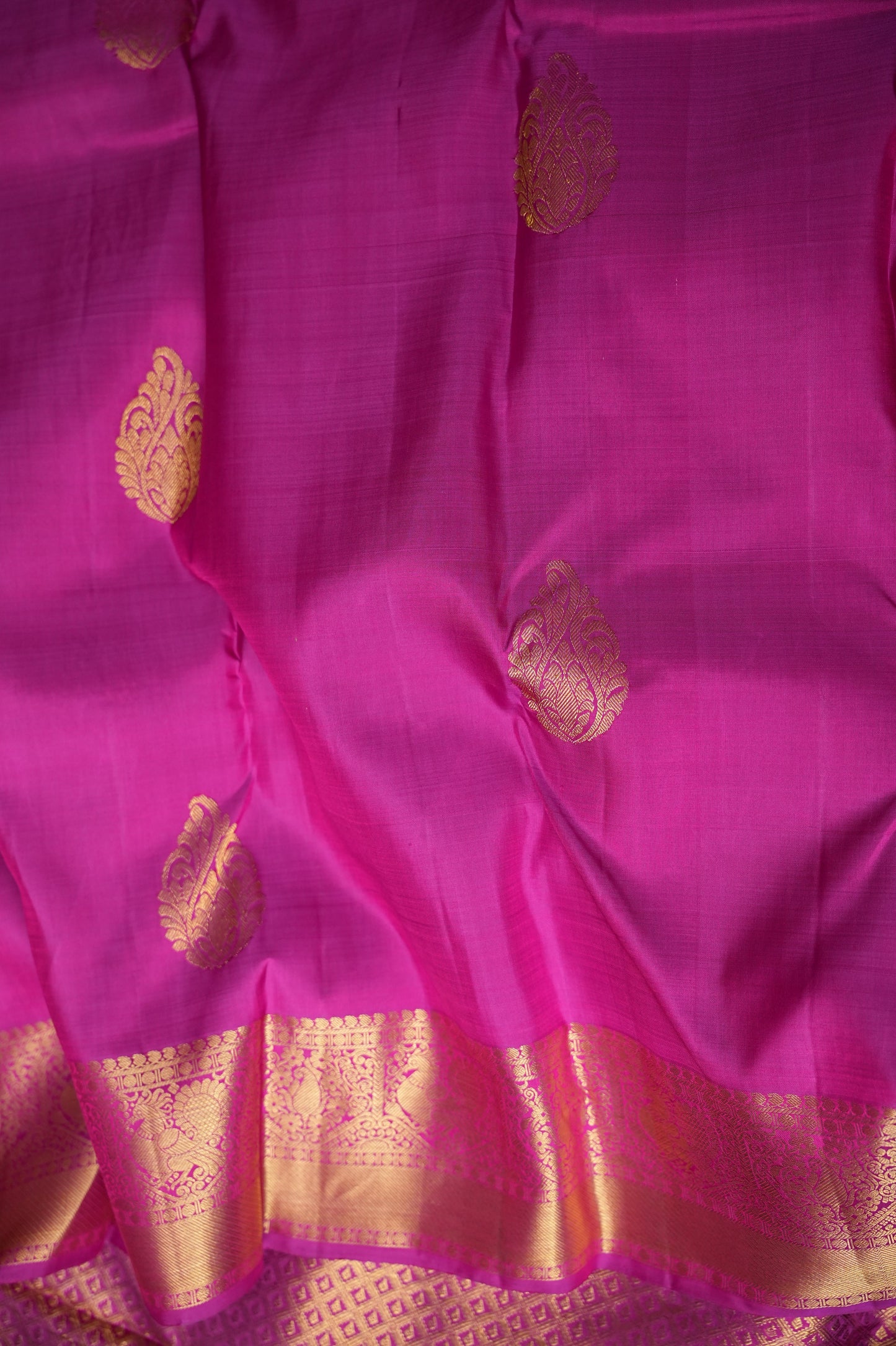 Peacock Blue & Purple Pure Kanchipuram Silk Saree|Silk Mark Certified