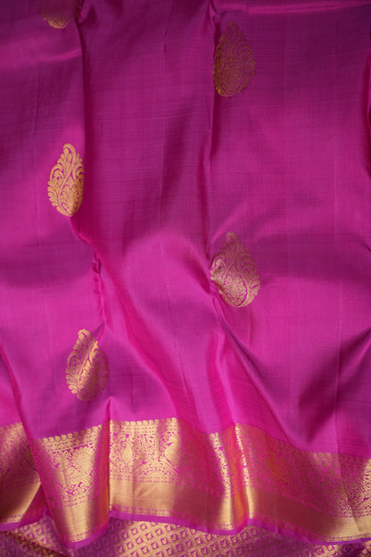 Peacock Blue & Purple Pure Kanchipuram Silk Saree|Silk Mark Certified