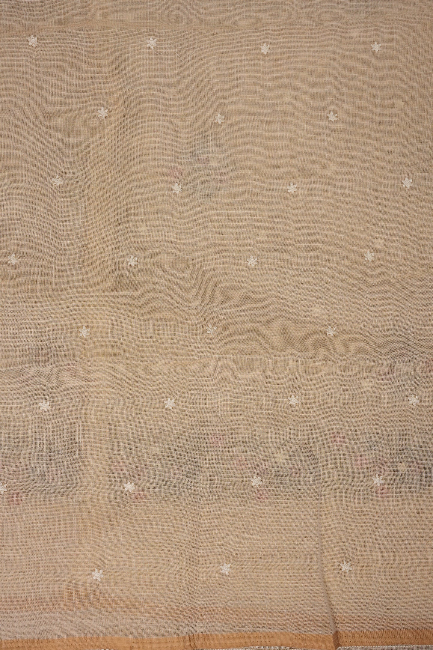 Embroidered Jute Linen Saree - Half White