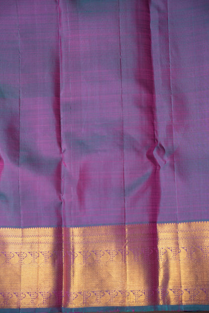 Purple & Teal Pure Kanchipuram Silk Saree|Silk Mark Certified