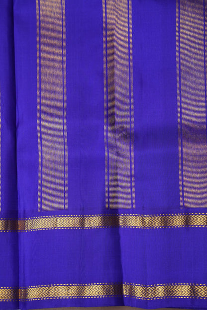 Emerald Green & Royal Blue Border Pure Kanchipuram Silk Saree|Silk Mark Certified