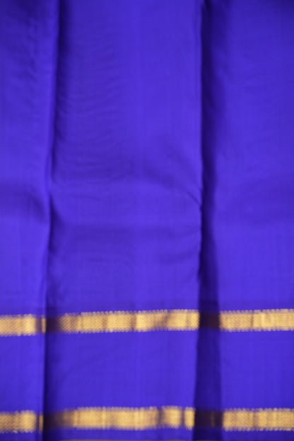 Emerald Green & Royal Blue Border Pure Kanchipuram Silk Saree|Silk Mark Certified