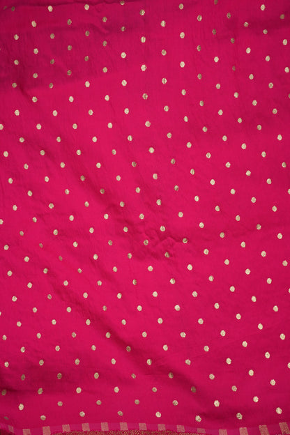 Rani Pink Crepe silk saree with French knot work