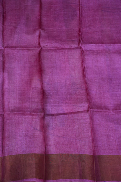 Pure Tussar Silk Saree with Floral Handpainted Print – Mint Green & Magenta | Silk Mark Certified