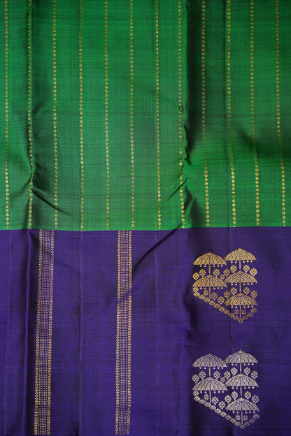 Emerald Green & Royal Blue Pure Kanchipuram Silk Saree|Silk Mark Certified