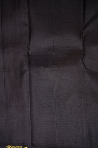 Rust Orange & Black Pure Kanchipuram Silk Saree|Silk Mark Certified