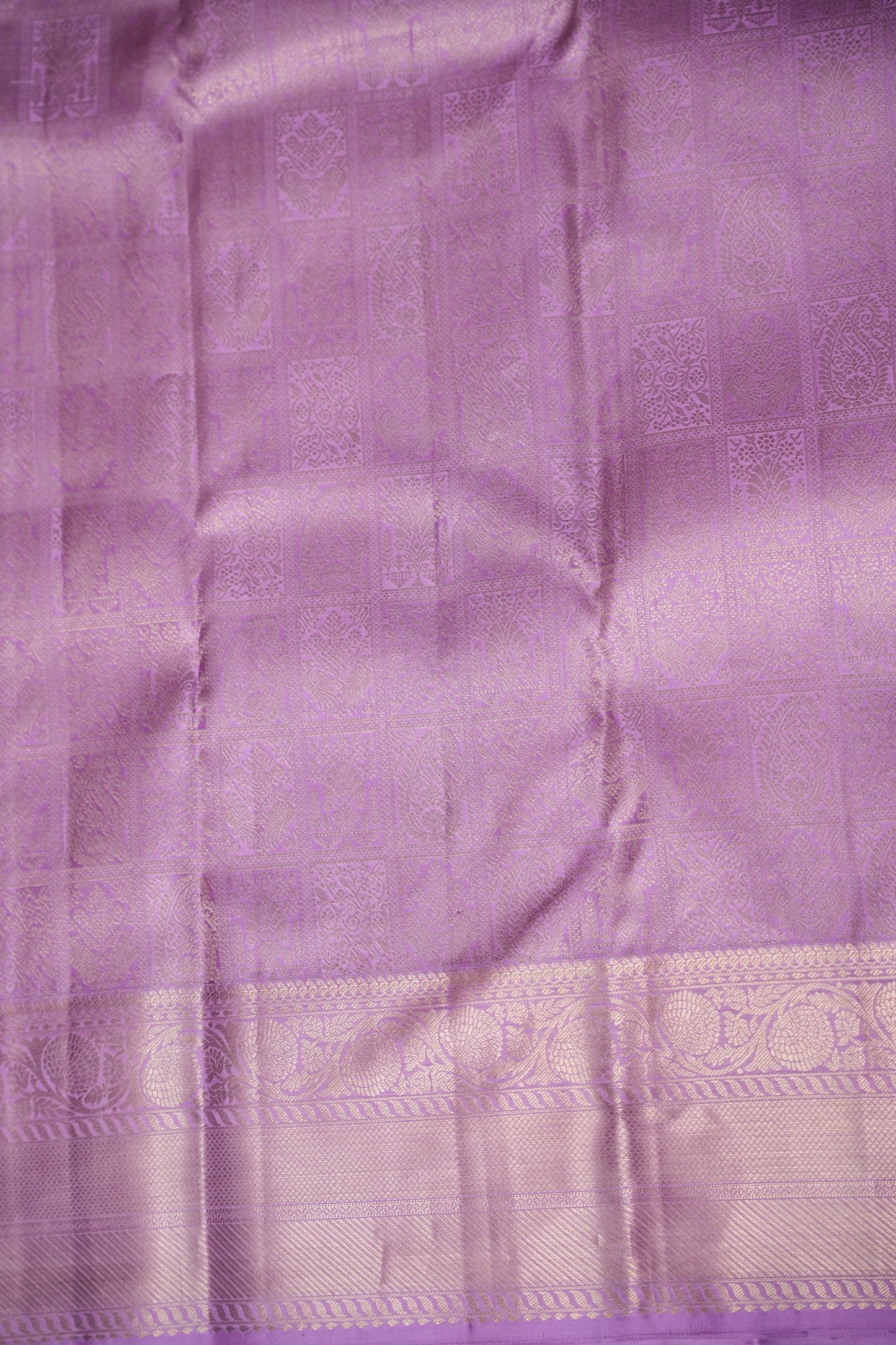 Lavender Fully Brocade Pure Kanchipuram Silk Saree|Silk Mark Certified