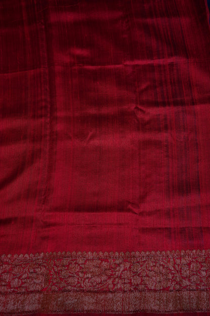 Pure Tussar Banarasi Raw Silk Saree – Blue with Pink 3D Contrast Antique Zari Borders|Silk Mark Certified