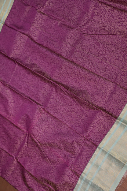 Kanchivaram Semi Silk Saree - Wine Floral with Aqua