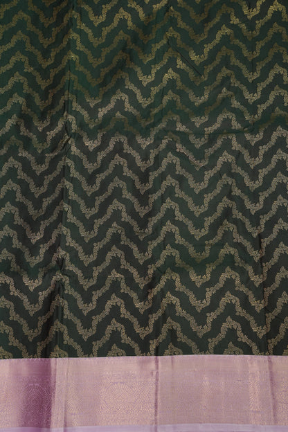 Kanchivaram Semi Silk Saree - Emerald Green with Baby Pink