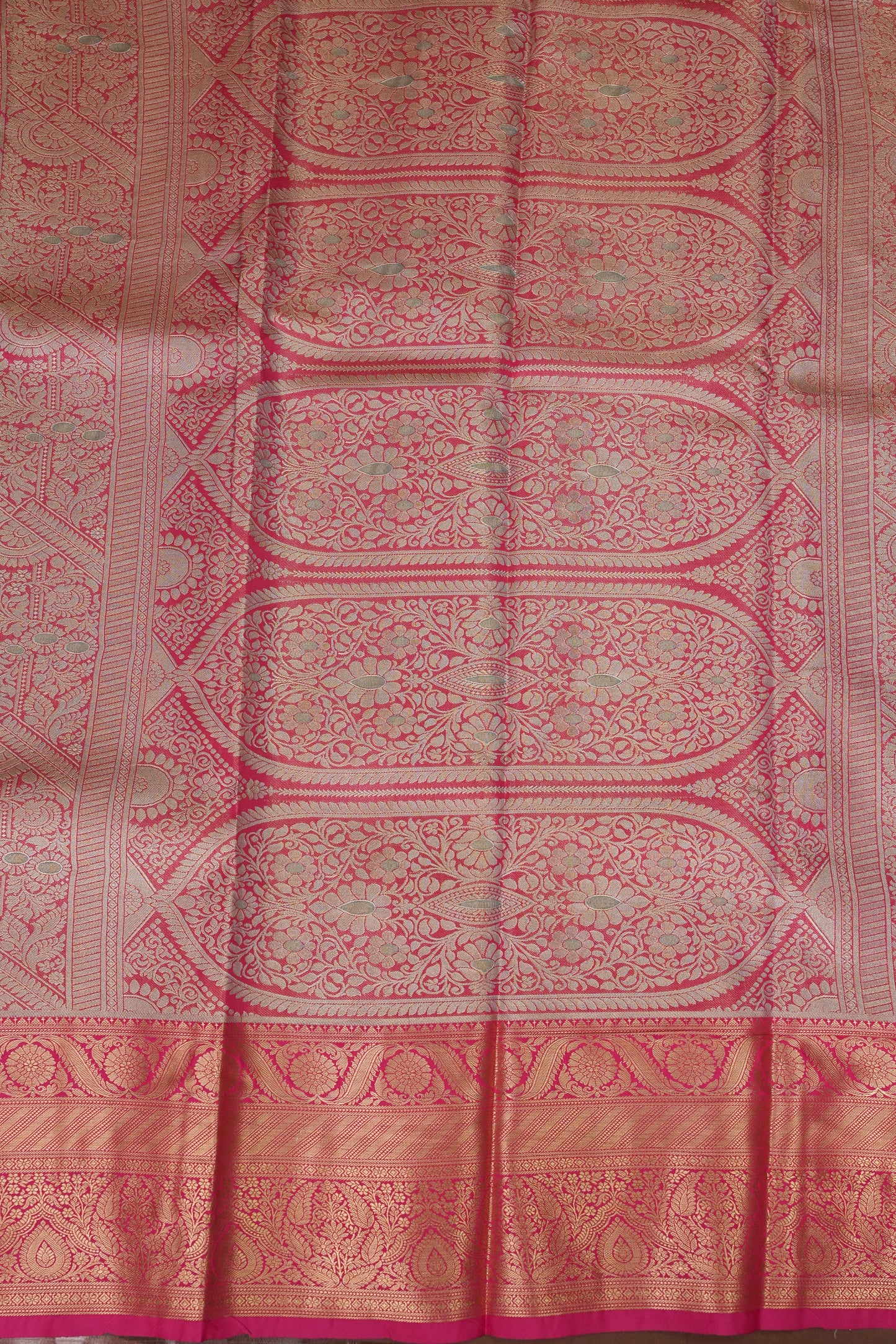 Mint Green Semi Silk Saree with Pink Zari Border