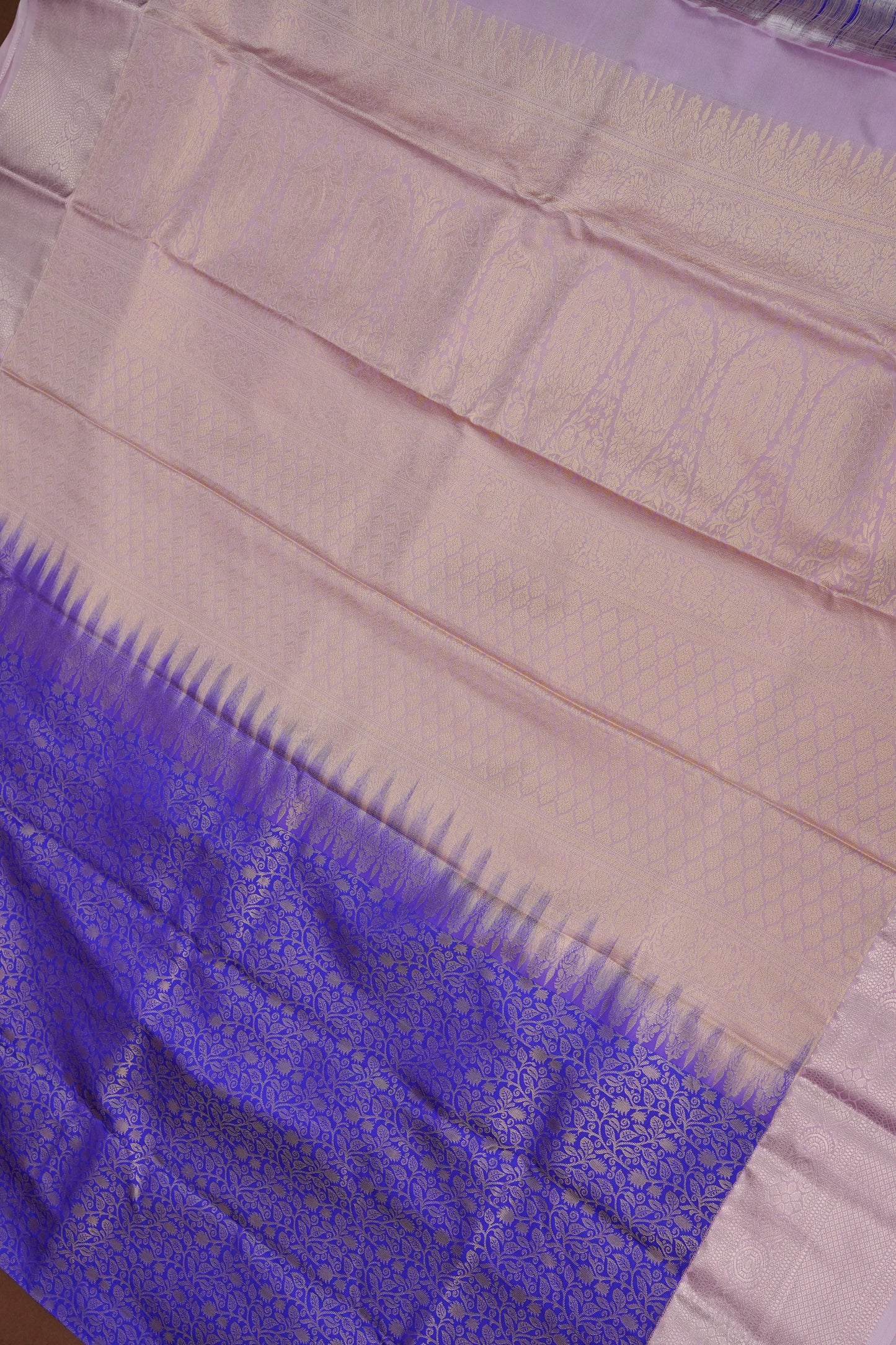 Kanchivaram Semi Silk Saree - Royal Blue with Baby Pink Border