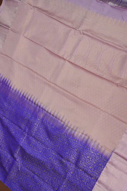 Kanchivaram Semi Silk Saree - Royal Blue with Baby Pink Border