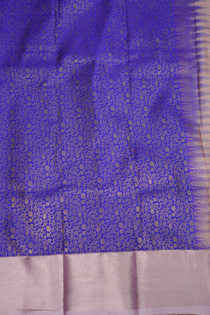 Kanchivaram Semi Silk Saree - Royal Blue with Baby Pink Border