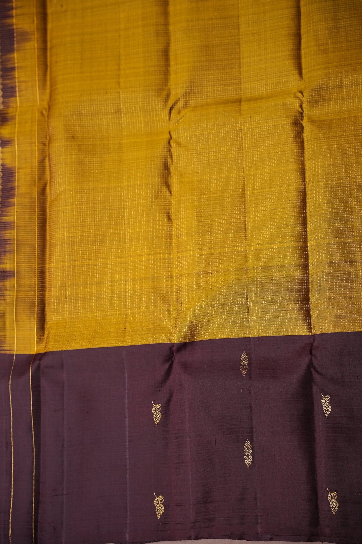 Olive Green & Coffee Border Pure Kanchipuram Silk Saree|Silk Mark Certified
