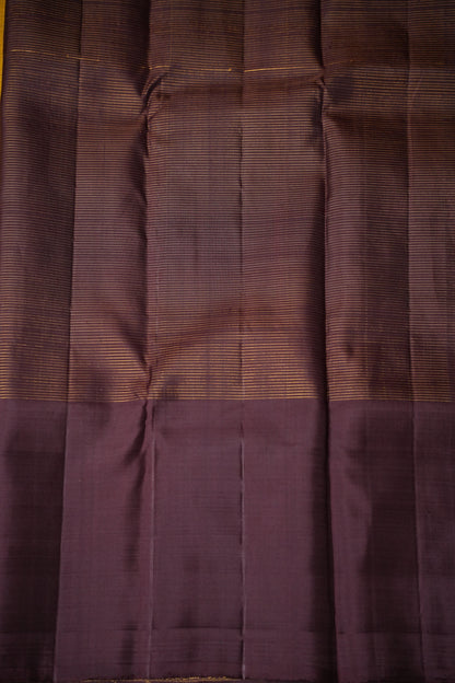 Olive Green & Coffee Border Pure Kanchipuram Silk Saree|Silk Mark Certified