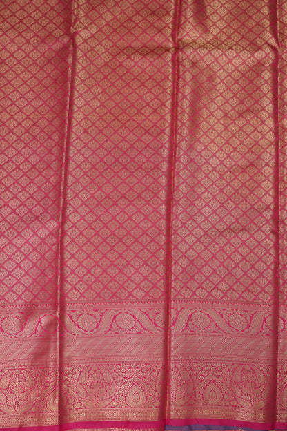 Cool Blue Semi Silk Saree with Vibrant Pink Zari Border