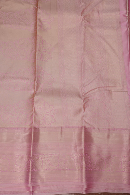 Kanchivaram Semi Silk Saree - Royal Blue with Baby Pink Border