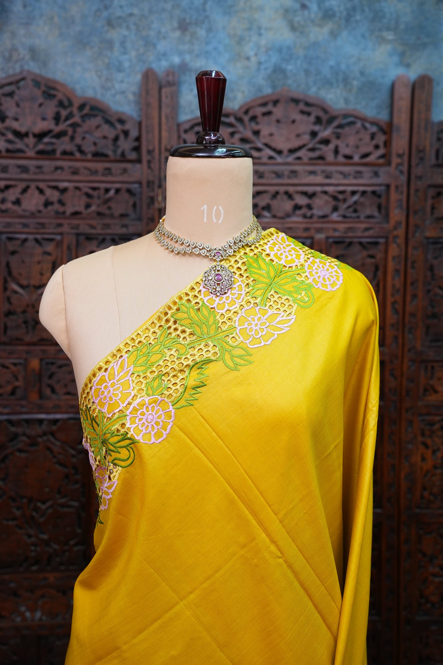Pure Tussar Silk Saree with Cutwork Borders & Pallu – Yellow