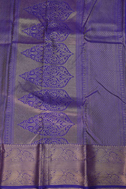 Kanchivaram Semi Silk Saree - Mustard Yellow with Royal Blue