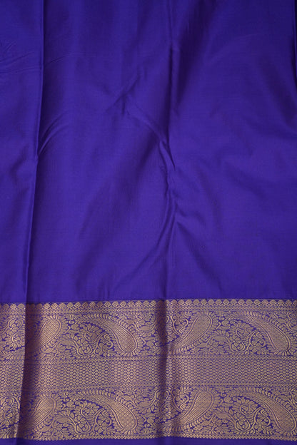 Kanchivaram Semi Silk Saree - Mustard Yellow with Royal Blue