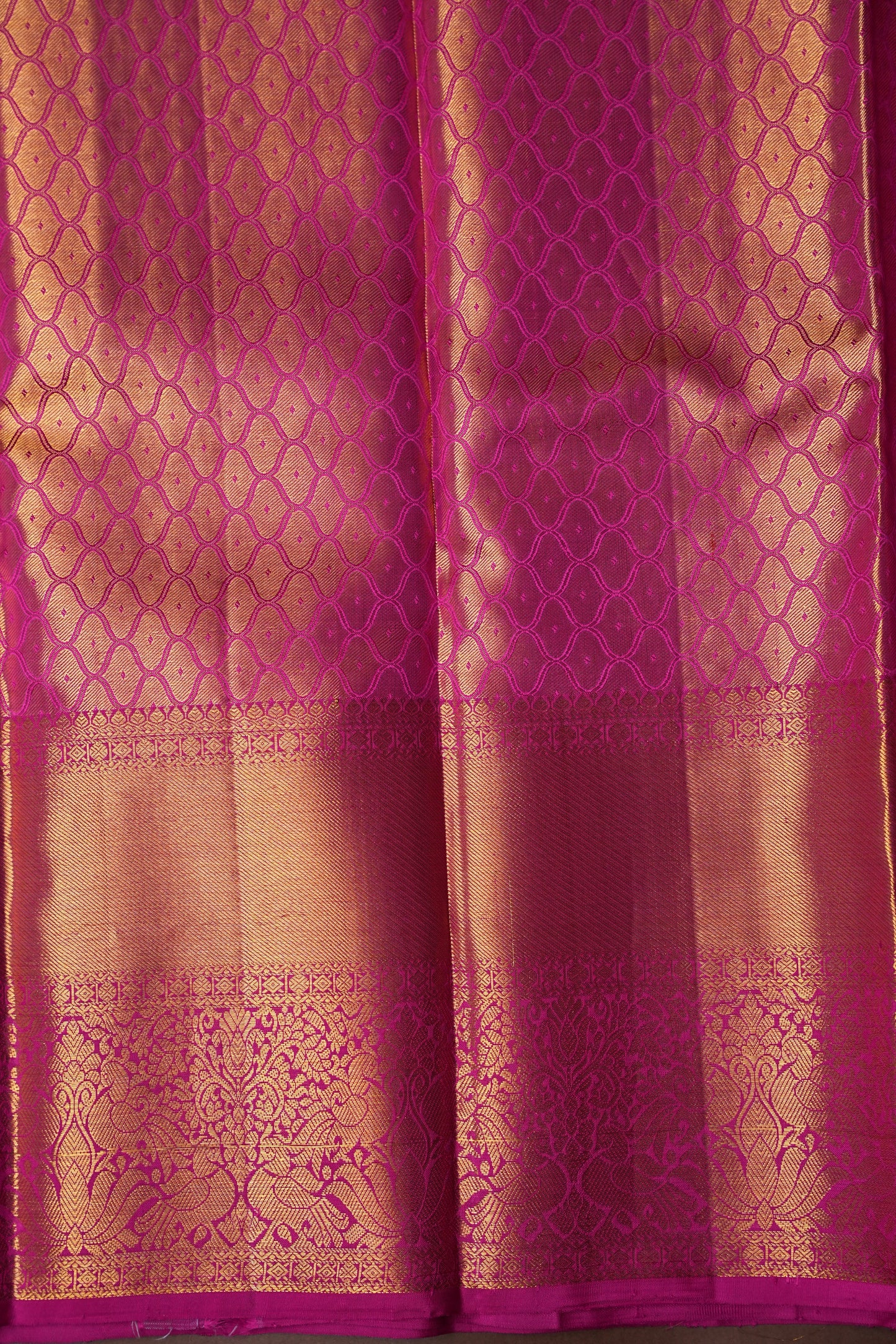Ivory & Pink Pure Tissue Kanchipuram Silk Saree|Silk Mark Certified