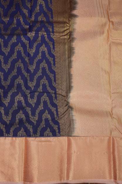 Kanchivaram Semi Silk Saree - Royal Blue with Baby Pink
