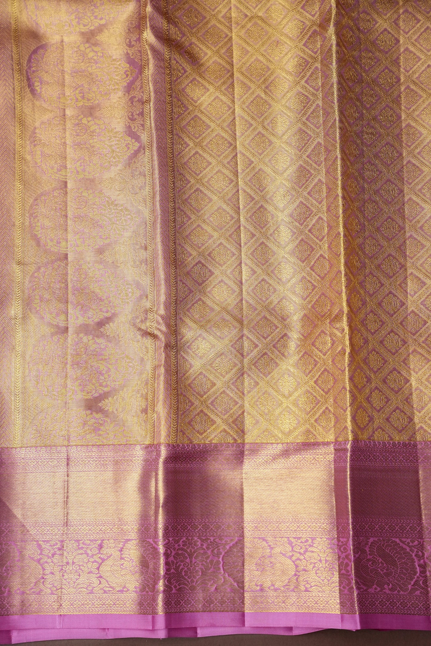 Parrot Green & Pink Pure Tissue Kanchipuram Silk Saree|Silk Mark Certified