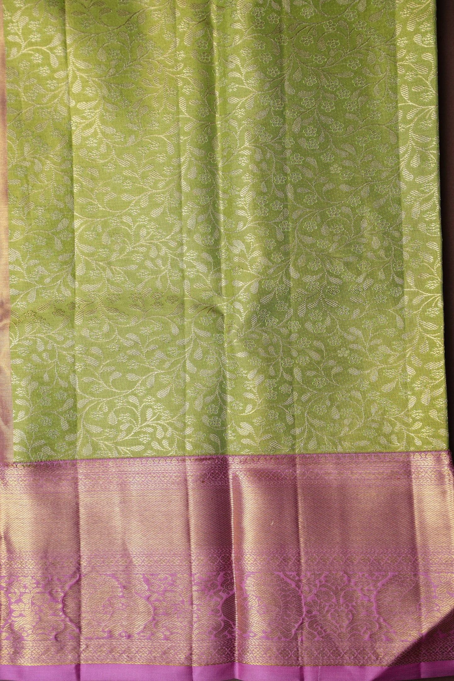 Parrot Green & Pink Pure Tissue Kanchipuram Silk Saree|Silk Mark Certified