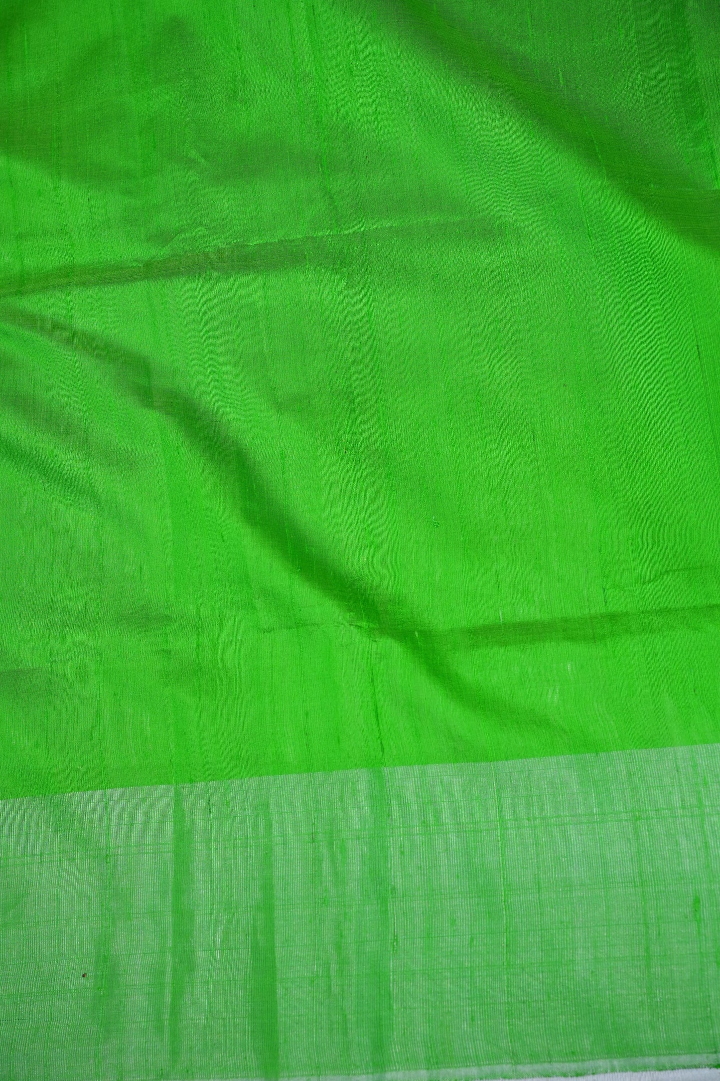 Pure Raw Silk Saree – Green & White