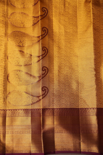 Lilac Purple & Deep Red Pure Tissue Kanchipuram Silk Saree|Silk Mark Certified
