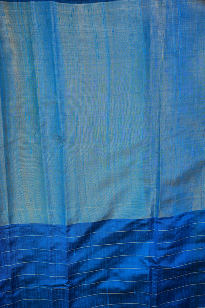 Pure Raw Silk Saree with Gold Checks – Royal Blue & Mustard Yellow