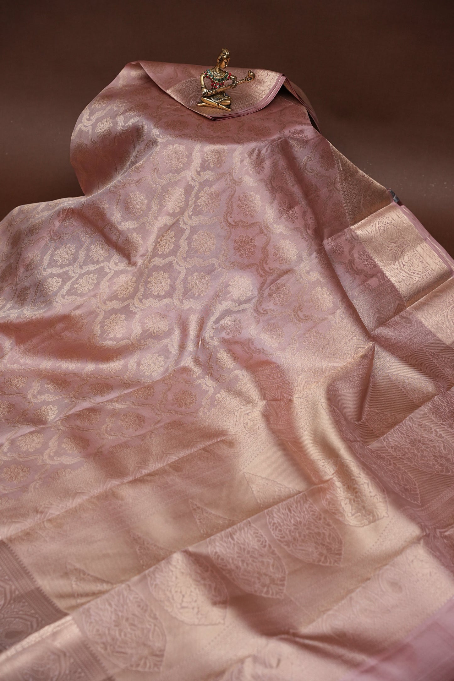 Pastel Nude Pure Kanchipuram Silk Saree|Silk Mark Certified