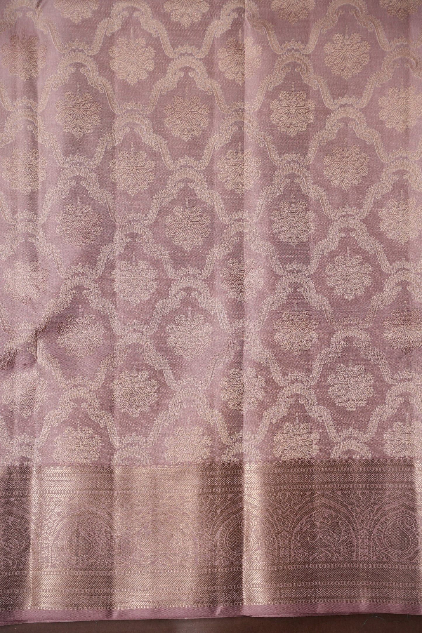 Pastel Nude Pure Kanchipuram Silk Saree|Silk Mark Certified