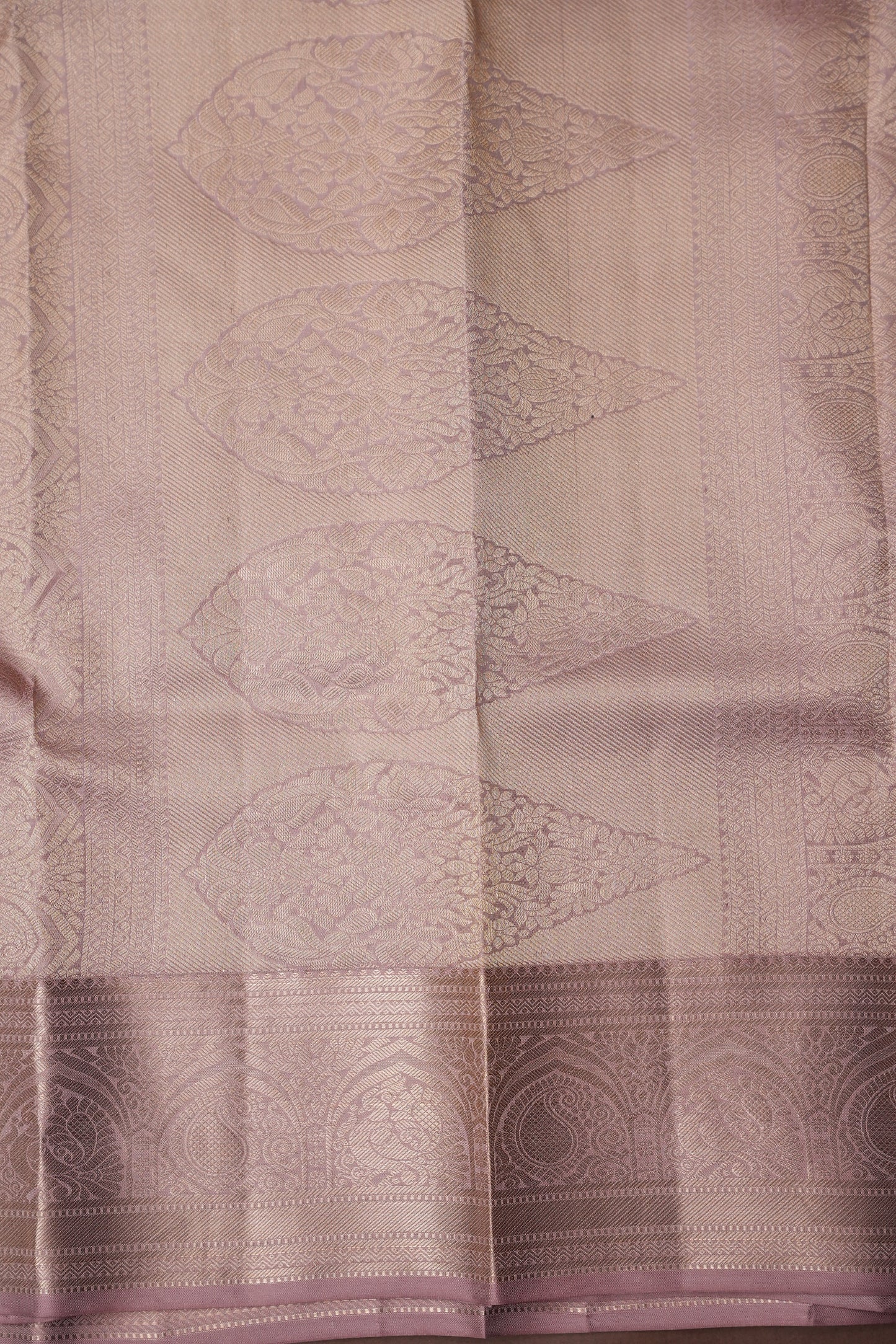 Pastel Nude Pure Kanchipuram Silk Saree|Silk Mark Certified