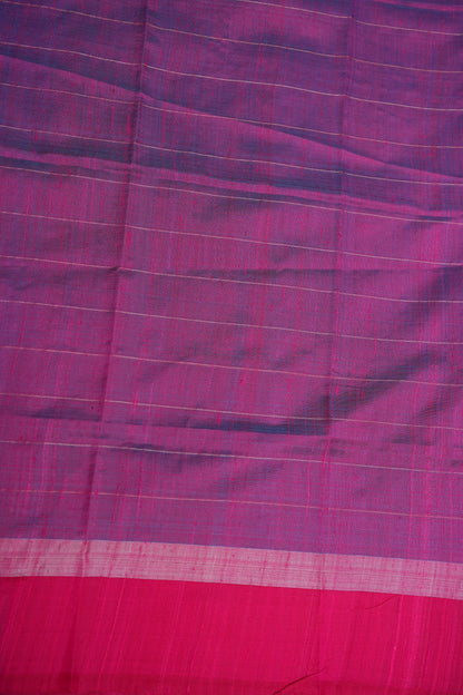 Pure Raw Silk Saree with Contrast Silver Zari Border – Sky Blue & Rani Pink