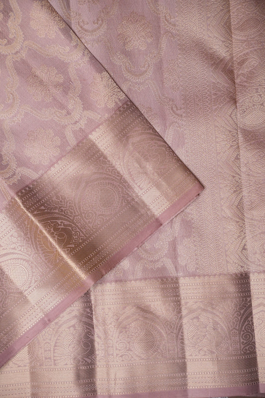 Pastel Nude Pure Kanchipuram Silk Saree|Silk Mark Certified