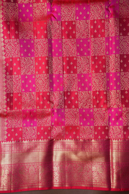 Rangkat Collection-Pink & Red in Pure Kanchipuram Silk Saree|Silk Mark Certified