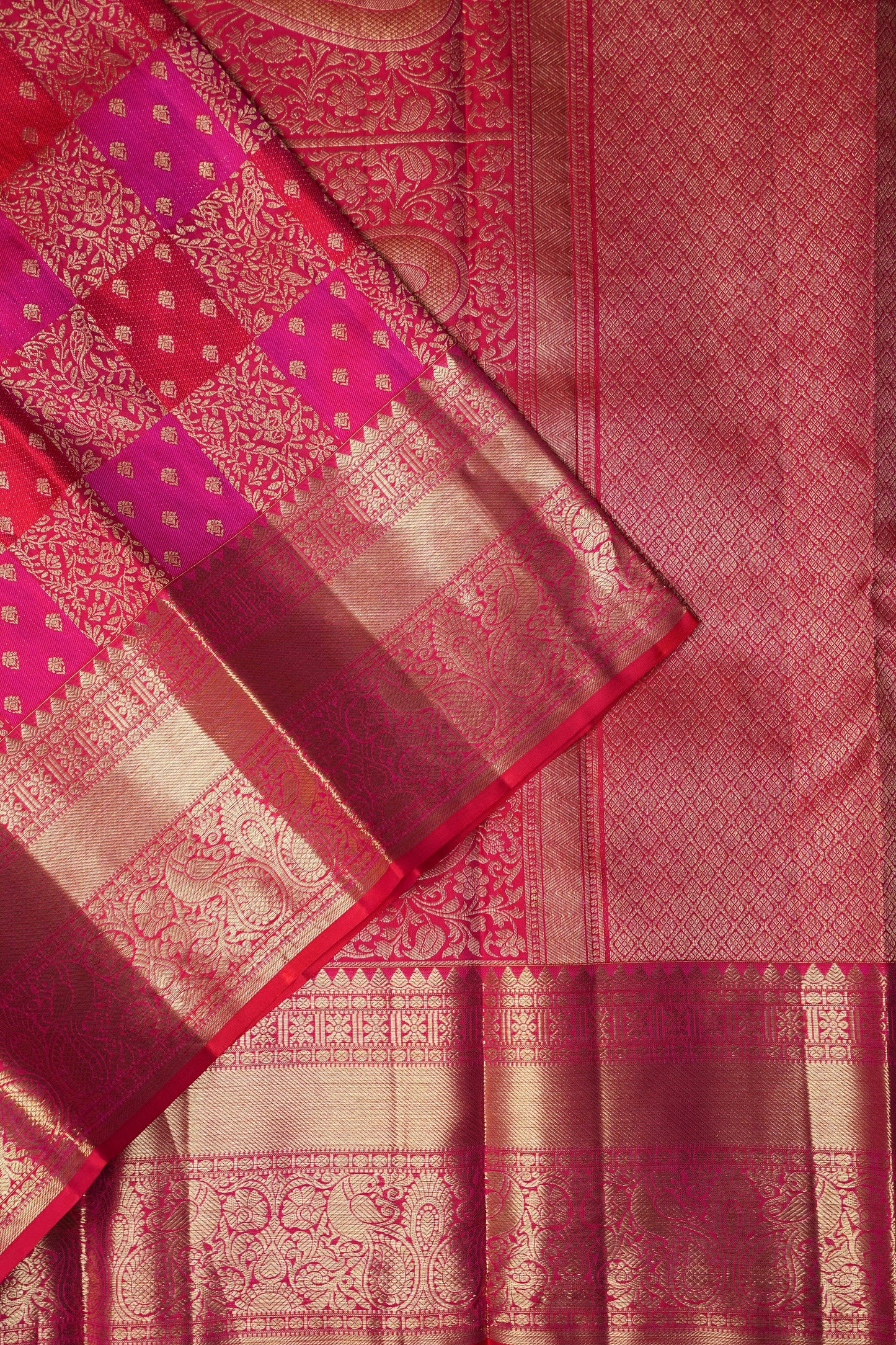 Rangkat Collection-Pink & Red in Pure Kanchipuram Silk Saree|Silk Mark Certified