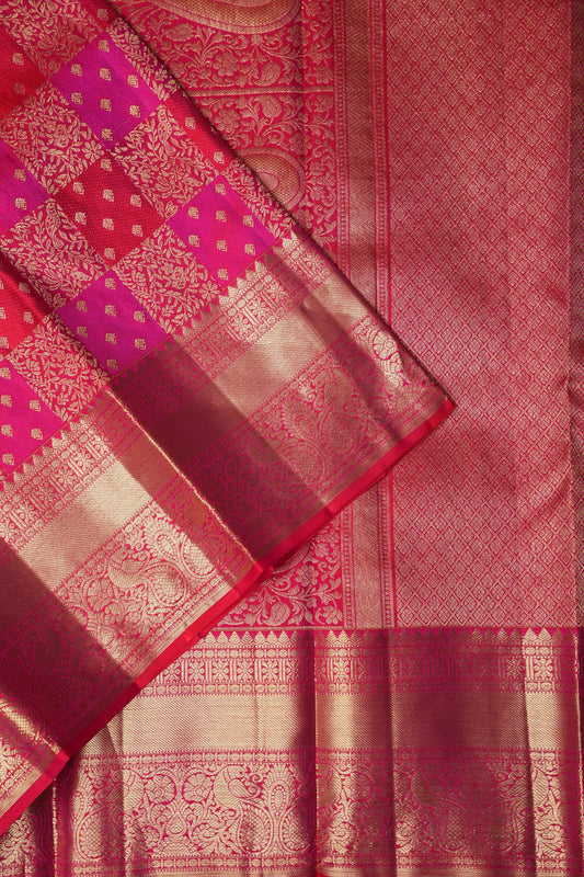 Rangkat Collection-Pink & Red in Pure Kanchipuram Silk Saree|Silk Mark Certified