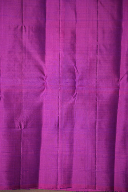 Pure Kanchipuram Silk Saree - Deep Purple With Pink Border| Silk Mark Certified