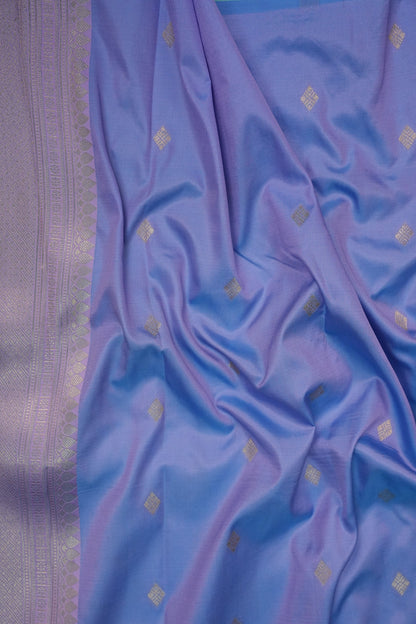 Kanchivaram Semi Silk Saree - Turquoise with Lavender