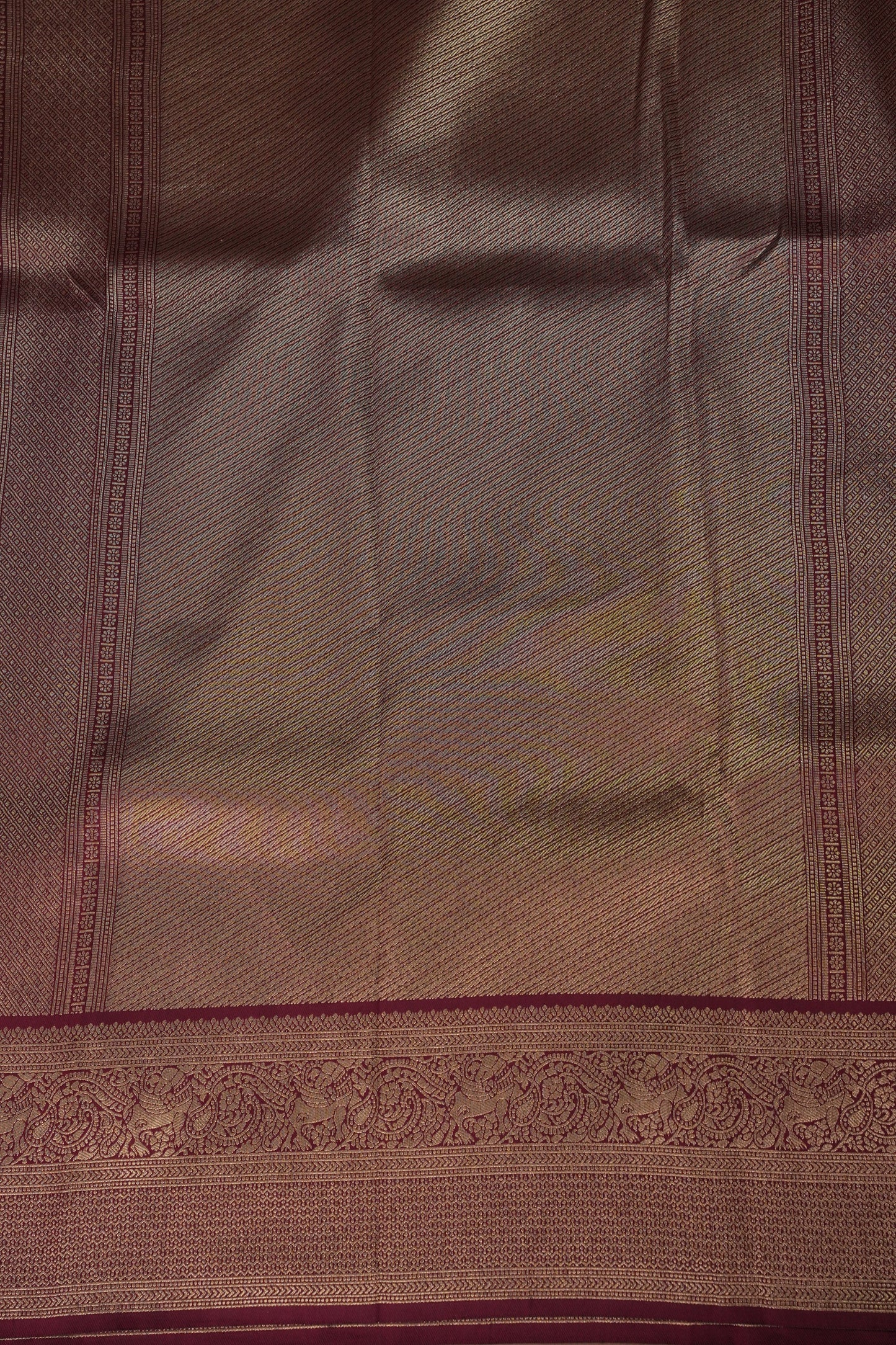 Kanchivaram Semi Silk Saree - Rust with Maroon