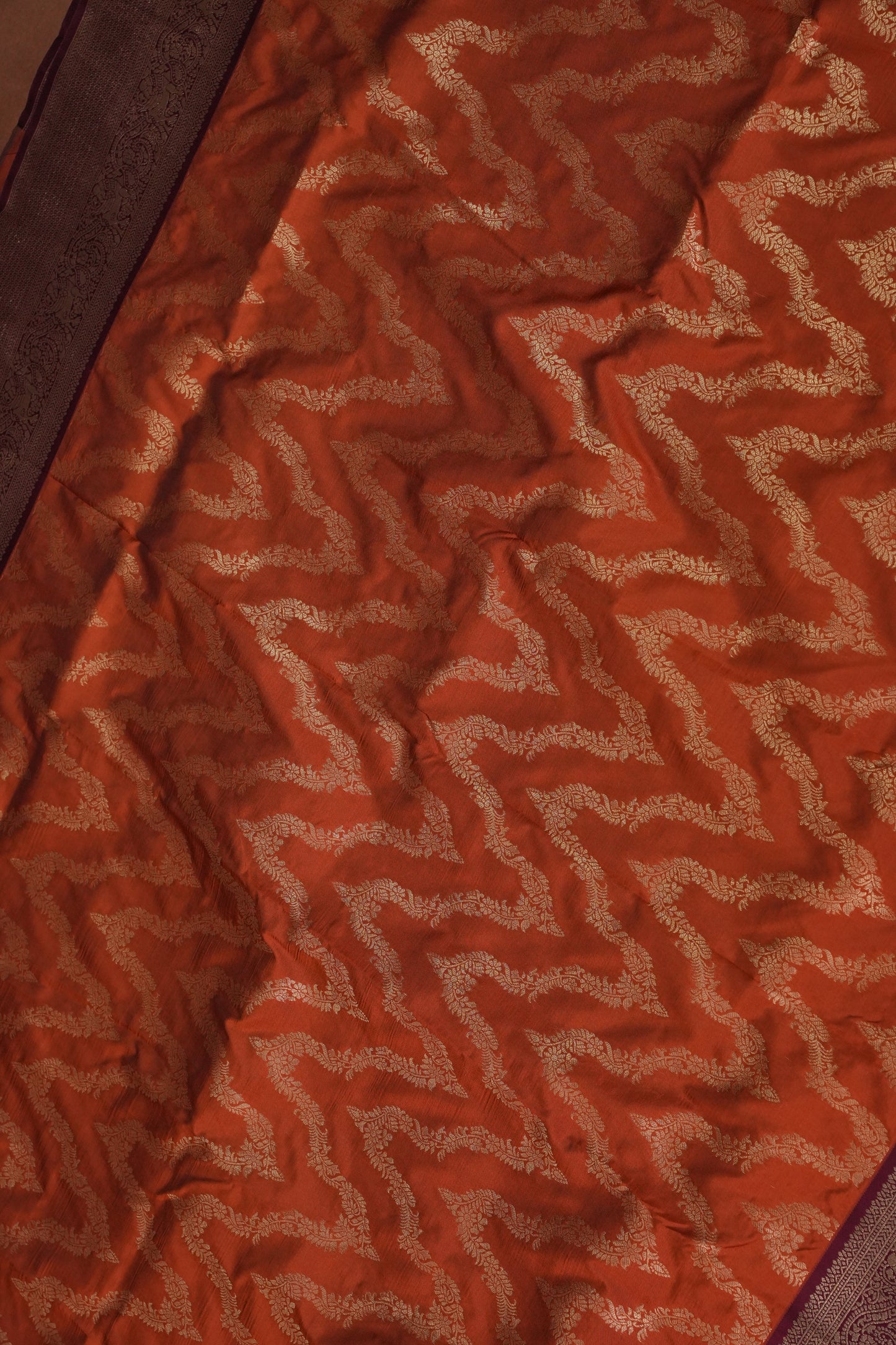 Kanchivaram Semi Silk Saree - Rust with Maroon