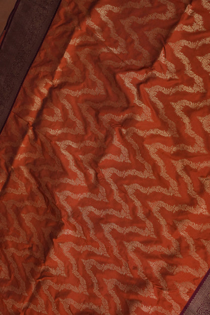Kanchivaram Semi Silk Saree - Rust with Maroon