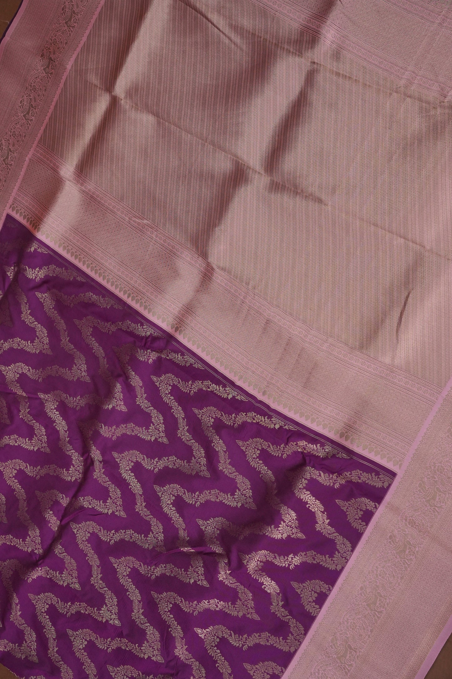 Kanchivaram Semi Silk Saree - Magenta with Baby Pink