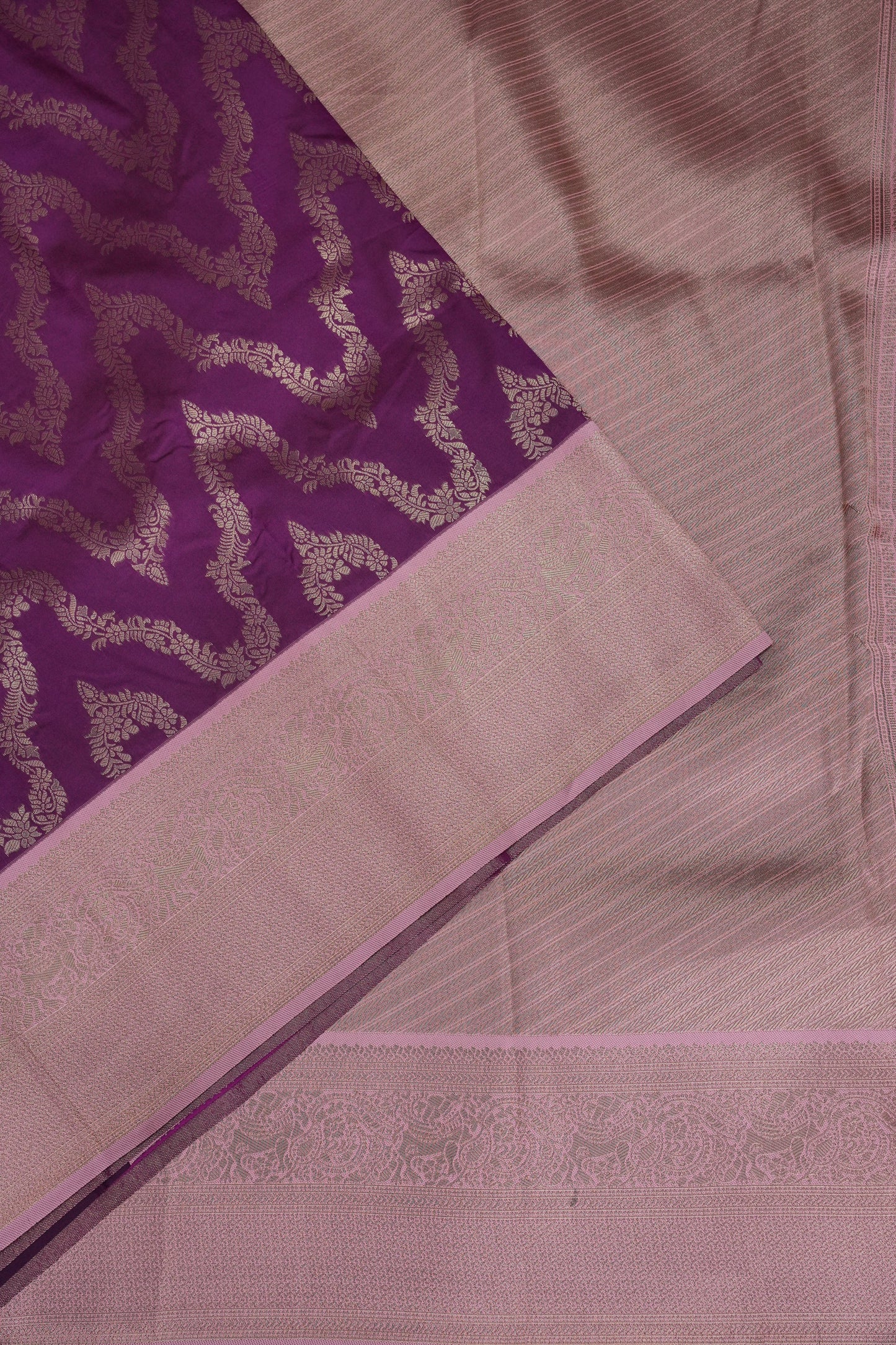 Kanchivaram Semi Silk Saree - Magenta with Baby Pink