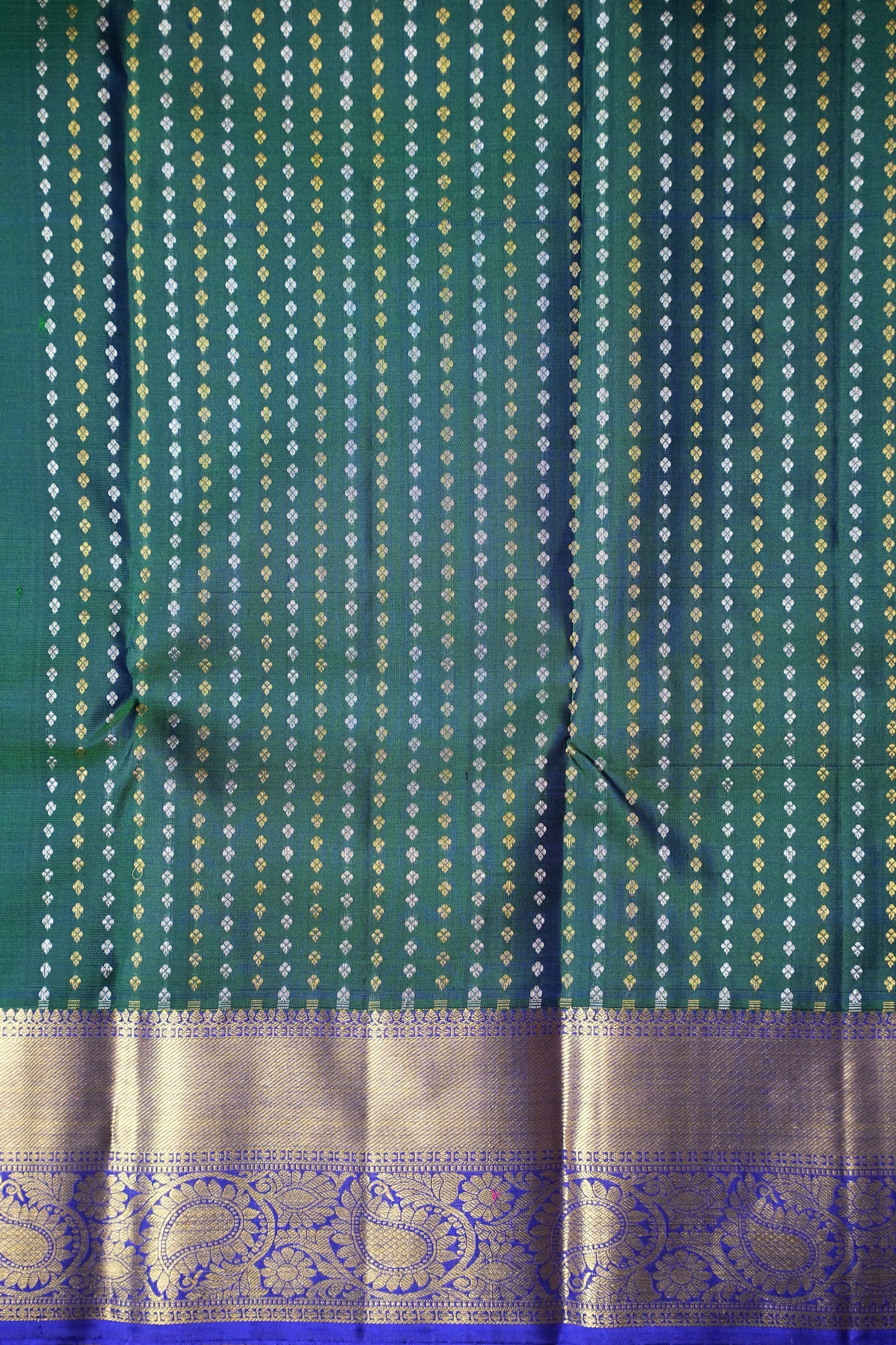 Pure Kanchipuram Silk Saree - Peacock Green & Blue| Silk Mark Certified